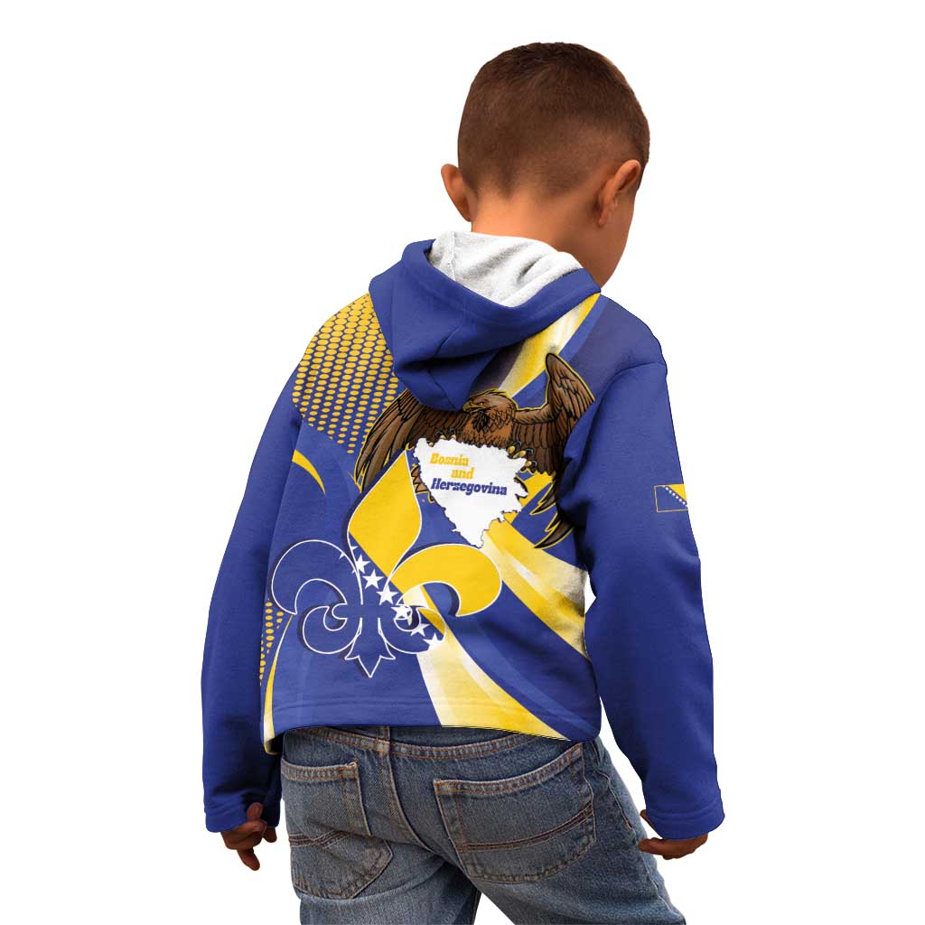 Bosnia and Herzegovina Independence Day Kid Hoodie Zlatni Ljiljan Map With Eagle Proud