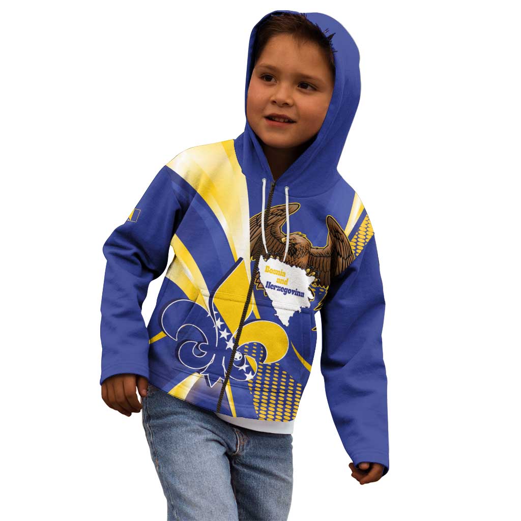 Bosnia and Herzegovina Independence Day Kid Hoodie Zlatni Ljiljan Map With Eagle Proud