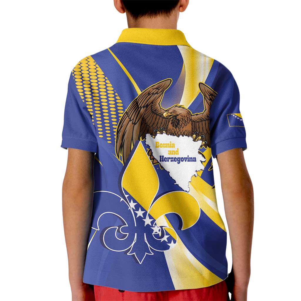 Bosnia and Herzegovina Independence Day Kid Polo Shirt Zlatni Ljiljan Map With Eagle Proud