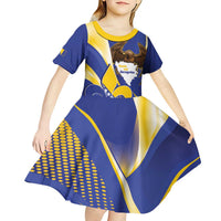 Bosnia and Herzegovina Independence Day Kid Short Sleeve Dress Zlatni Ljiljan Map With Eagle Proud