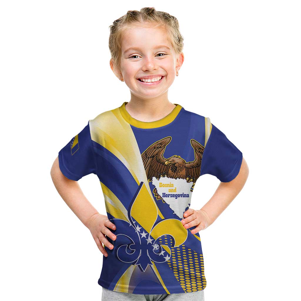 Bosnia and Herzegovina Independence Day Kid T Shirt Zlatni Ljiljan Map With Eagle Proud