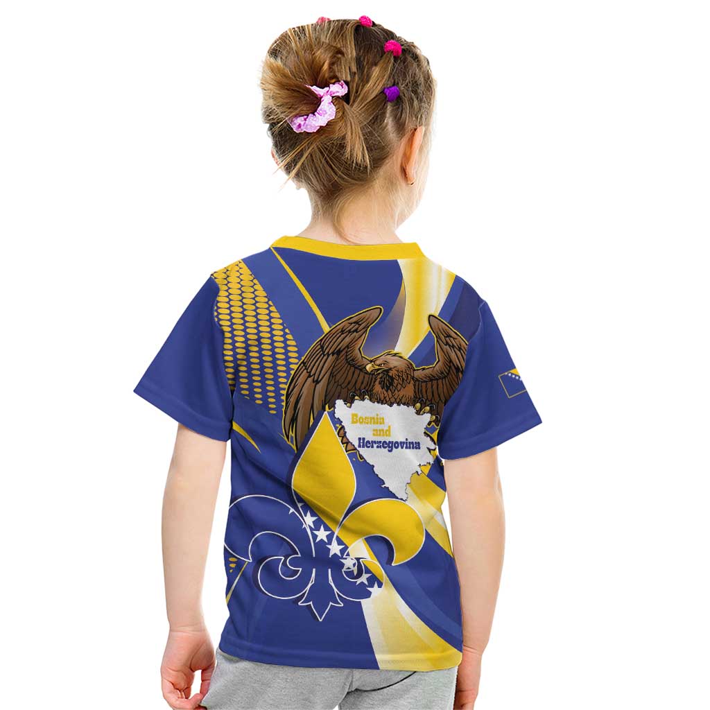 Bosnia and Herzegovina Independence Day Kid T Shirt Zlatni Ljiljan Map With Eagle Proud