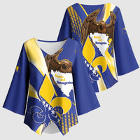Bosnia and Herzegovina Independence Day Kimono Sleeve Blouse Zlatni Ljiljan Map With Eagle Proud