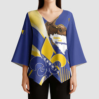 Bosnia and Herzegovina Independence Day Kimono Sleeve Blouse Zlatni Ljiljan Map With Eagle Proud