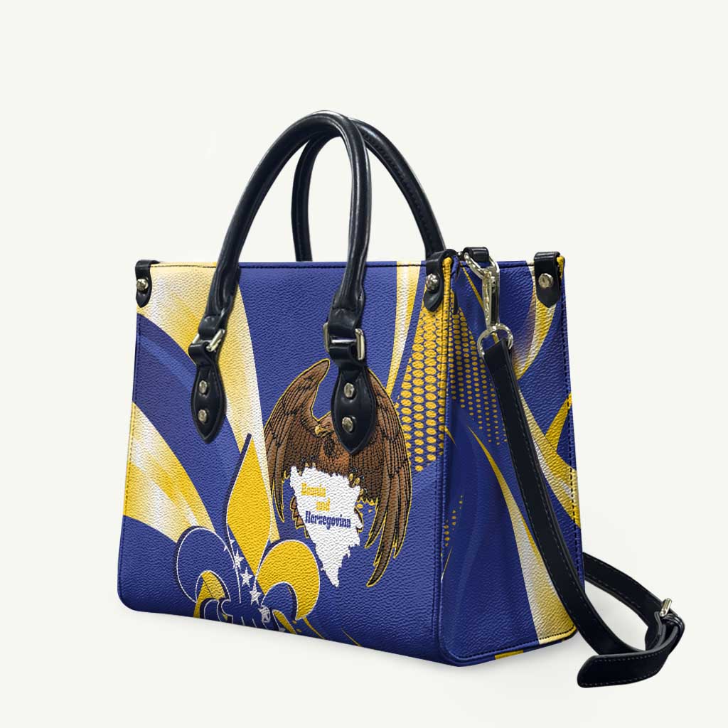 Bosnia and Herzegovina Independence Day Leather Bag Zlatni Ljiljan Map With Eagle Proud
