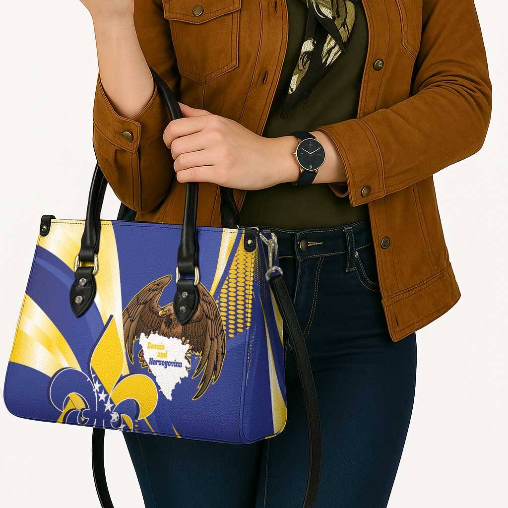 Bosnia and Herzegovina Independence Day Leather Bag Zlatni Ljiljan Map With Eagle Proud