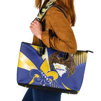 Bosnia and Herzegovina Independence Day Leather Tote Bag Zlatni Ljiljan Map With Eagle Proud