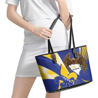 Bosnia and Herzegovina Independence Day Leather Tote Bag Zlatni Ljiljan Map With Eagle Proud