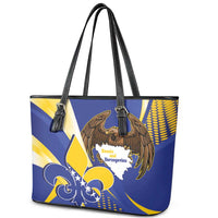 Bosnia and Herzegovina Independence Day Leather Tote Bag Zlatni Ljiljan Map With Eagle Proud