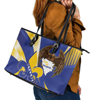 Bosnia and Herzegovina Independence Day Leather Tote Bag Zlatni Ljiljan Map With Eagle Proud