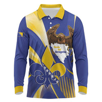 Bosnia and Herzegovina Independence Day Long Sleeve Polo Shirt Zlatni Ljiljan Map With Eagle Proud