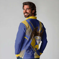 Bosnia and Herzegovina Independence Day Long Sleeve Polo Shirt Zlatni Ljiljan Map With Eagle Proud