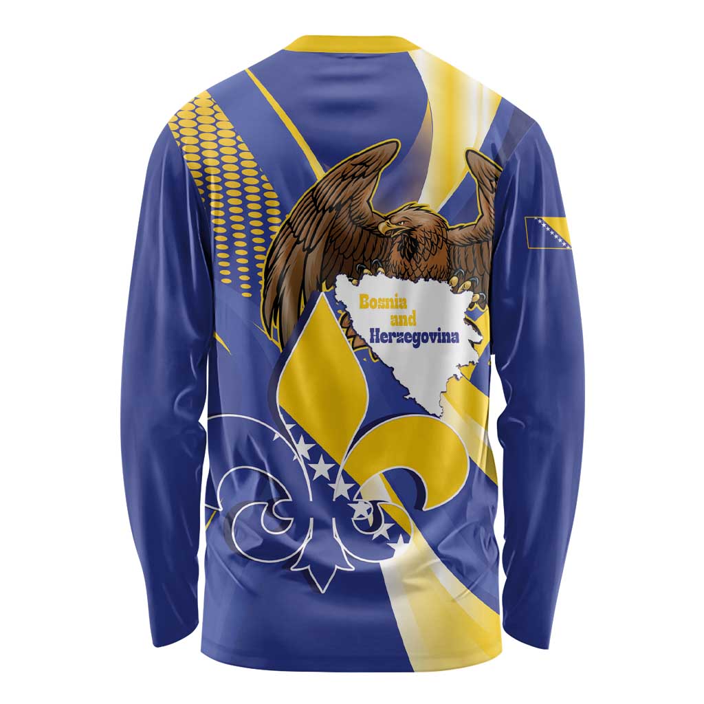 Bosnia and Herzegovina Independence Day Long Sleeve Shirt Zlatni Ljiljan Map With Eagle Proud