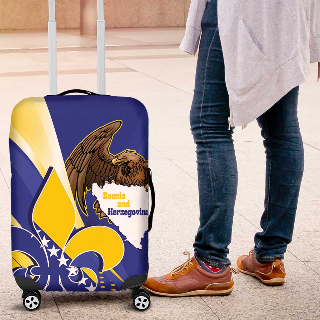 Bosnia and Herzegovina Independence Day Luggage Cover Zlatni Ljiljan Map With Eagle Proud
