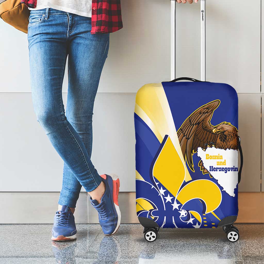 Bosnia and Herzegovina Independence Day Luggage Cover Zlatni Ljiljan Map With Eagle Proud