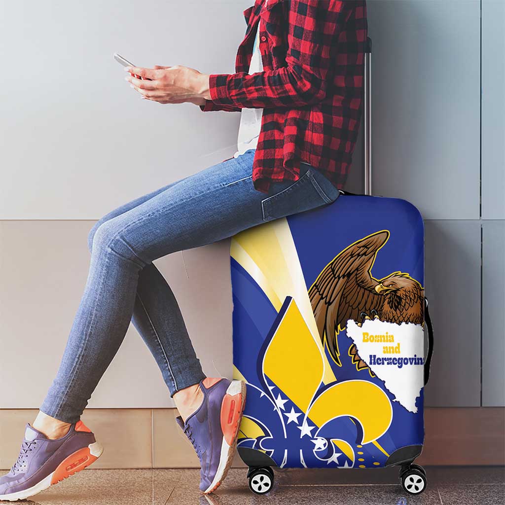 Bosnia and Herzegovina Independence Day Luggage Cover Zlatni Ljiljan Map With Eagle Proud