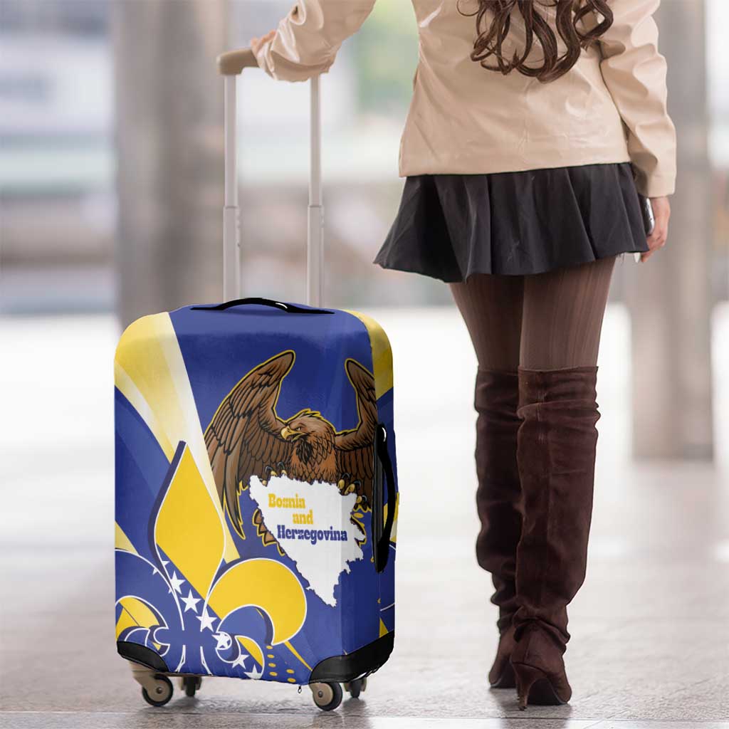 Bosnia and Herzegovina Independence Day Luggage Cover Zlatni Ljiljan Map With Eagle Proud