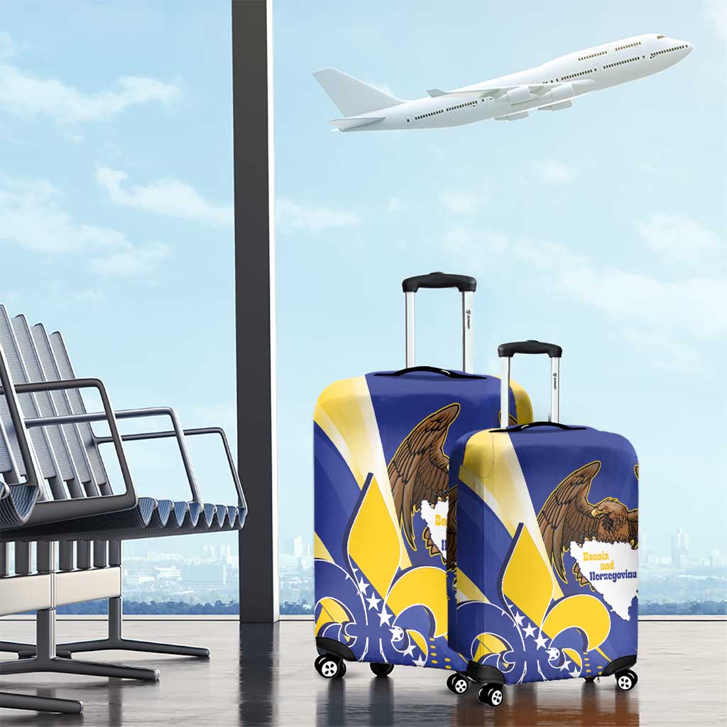 Bosnia and Herzegovina Independence Day Luggage Cover Zlatni Ljiljan Map With Eagle Proud