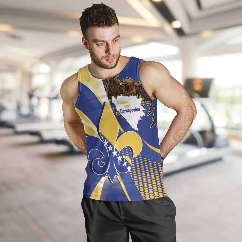 Bosnia and Herzegovina Independence Day Men Tank Top Zlatni Ljiljan Map With Eagle Proud