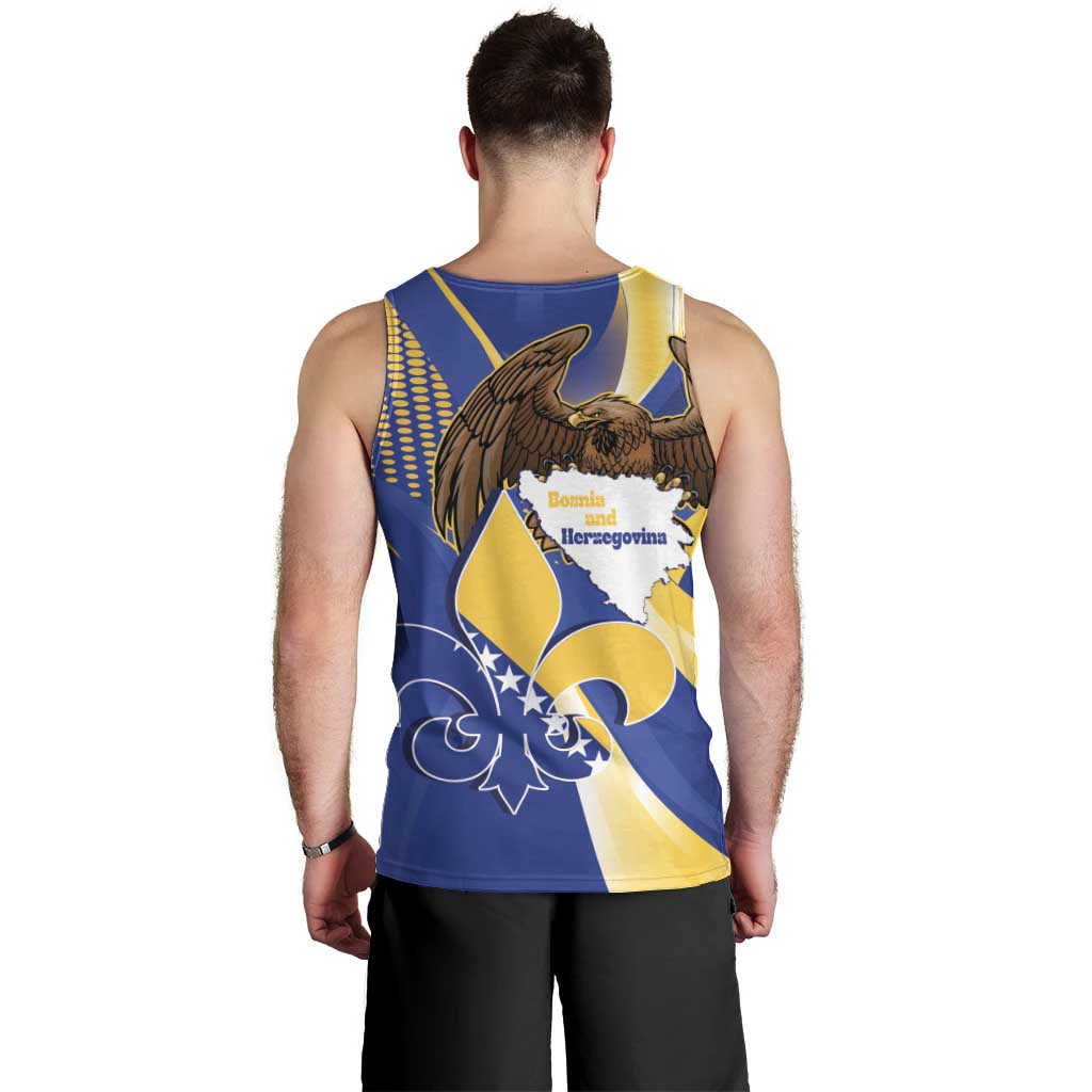 Bosnia and Herzegovina Independence Day Men Tank Top Zlatni Ljiljan Map With Eagle Proud