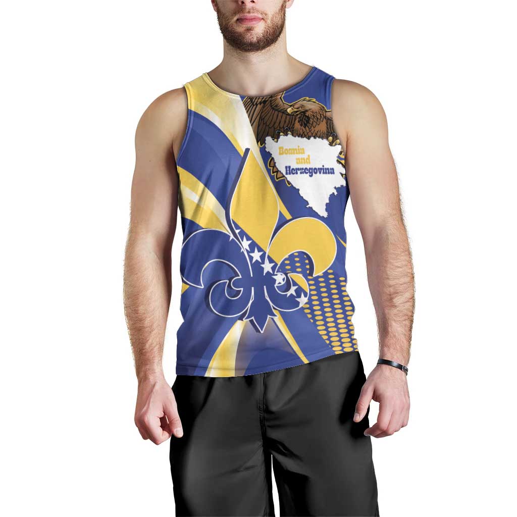 Bosnia and Herzegovina Independence Day Men Tank Top Zlatni Ljiljan Map With Eagle Proud