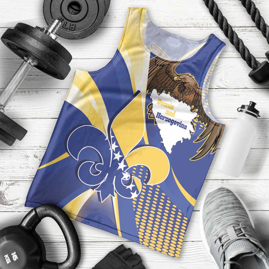 Bosnia and Herzegovina Independence Day Men Tank Top Zlatni Ljiljan Map With Eagle Proud