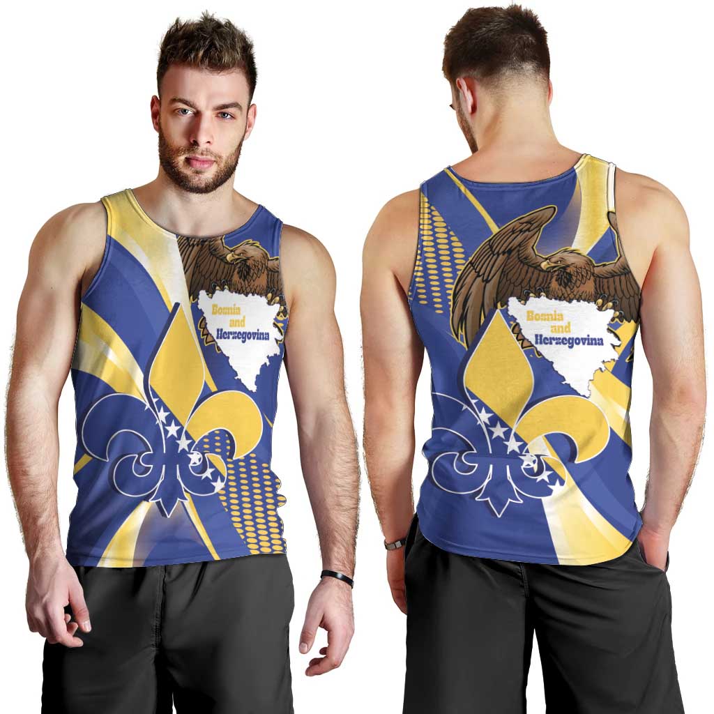 Bosnia and Herzegovina Independence Day Men Tank Top Zlatni Ljiljan Map With Eagle Proud