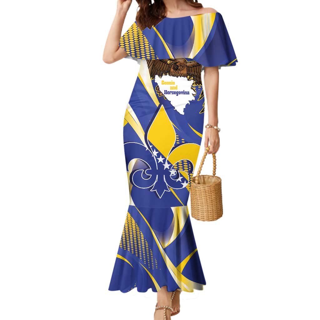Bosnia and Herzegovina Independence Day Mermaid Dress Zlatni Ljiljan Map With Eagle Proud