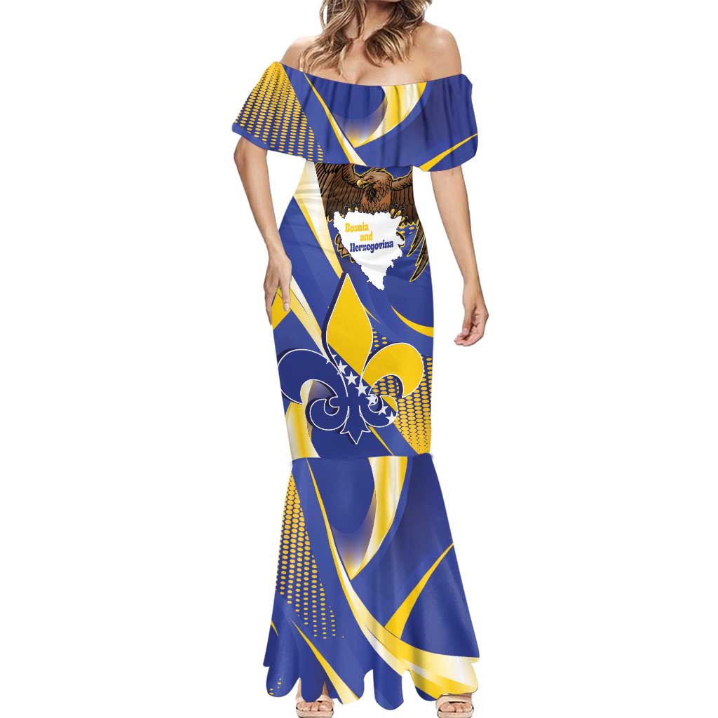 Bosnia and Herzegovina Independence Day Mermaid Dress Zlatni Ljiljan Map With Eagle Proud