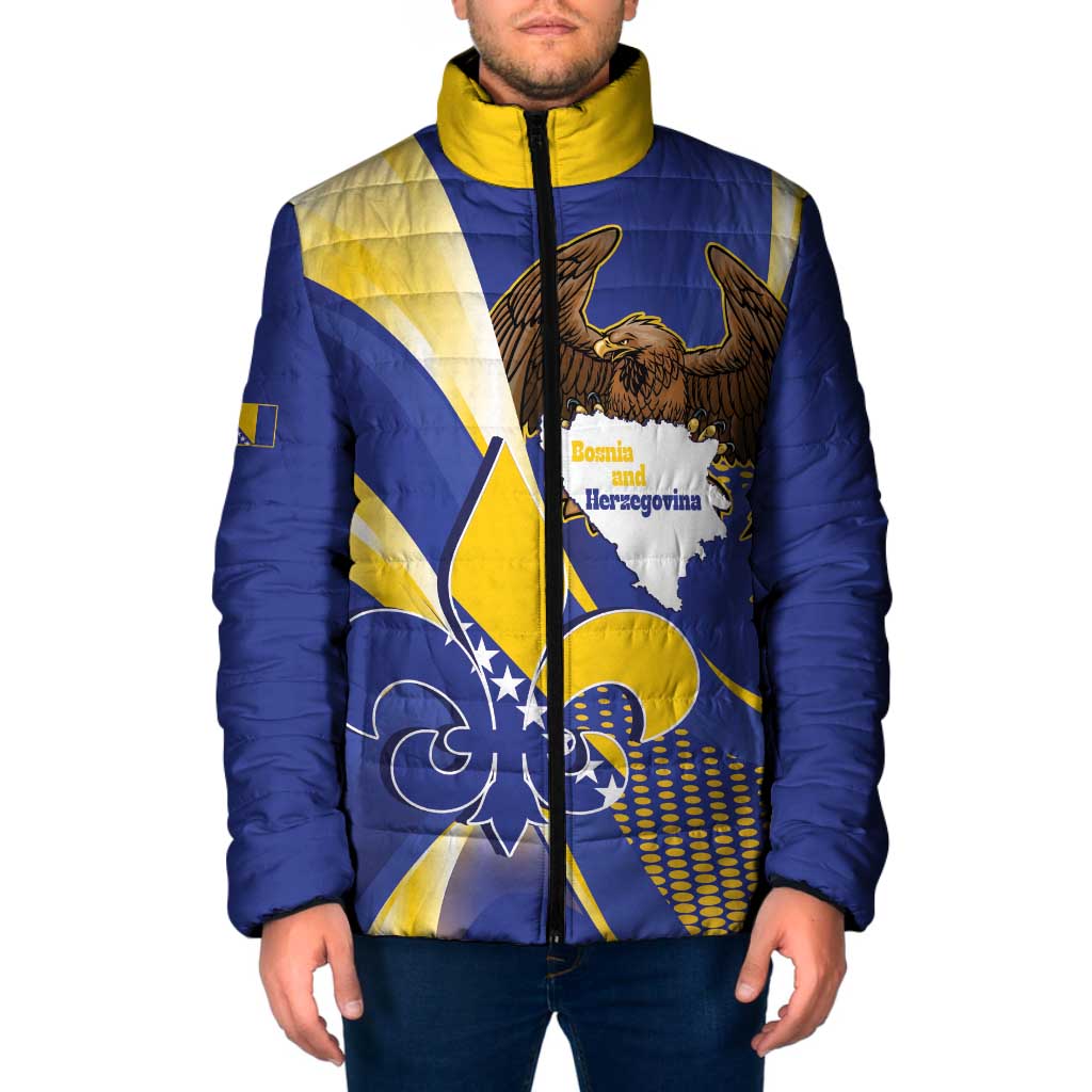 Bosnia and Herzegovina Independence Day Padded Jacket Zlatni Ljiljan Map With Eagle Proud