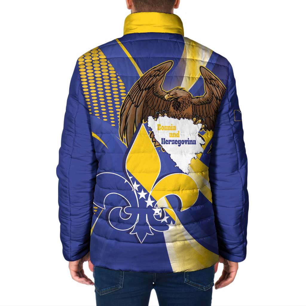 Bosnia and Herzegovina Independence Day Padded Jacket Zlatni Ljiljan Map With Eagle Proud
