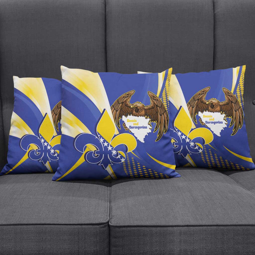 Bosnia and Herzegovina Independence Day Pillow Cover Zlatni Ljiljan Map With Eagle Proud