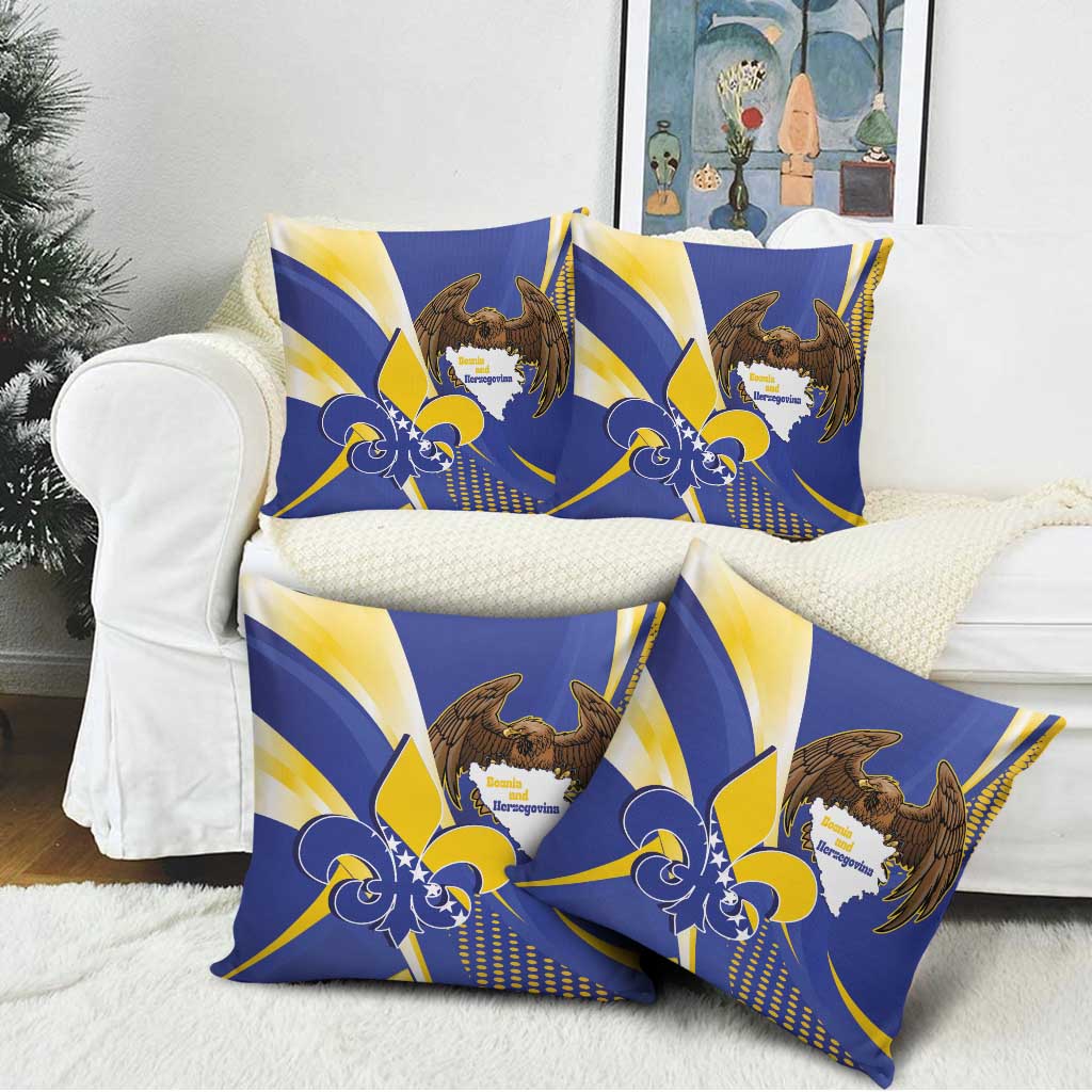 Bosnia and Herzegovina Independence Day Pillow Cover Zlatni Ljiljan Map With Eagle Proud