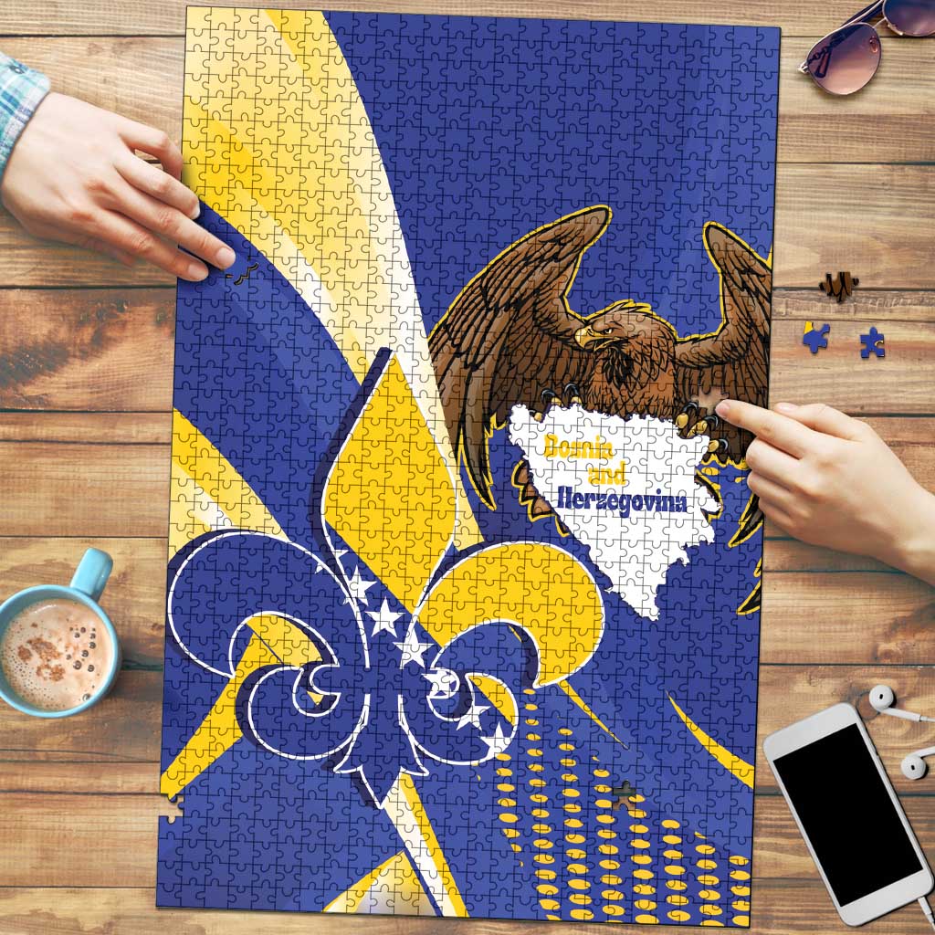 Bosnia and Herzegovina Independence Day Puzzle Zlatni Ljiljan Map With Eagle Proud