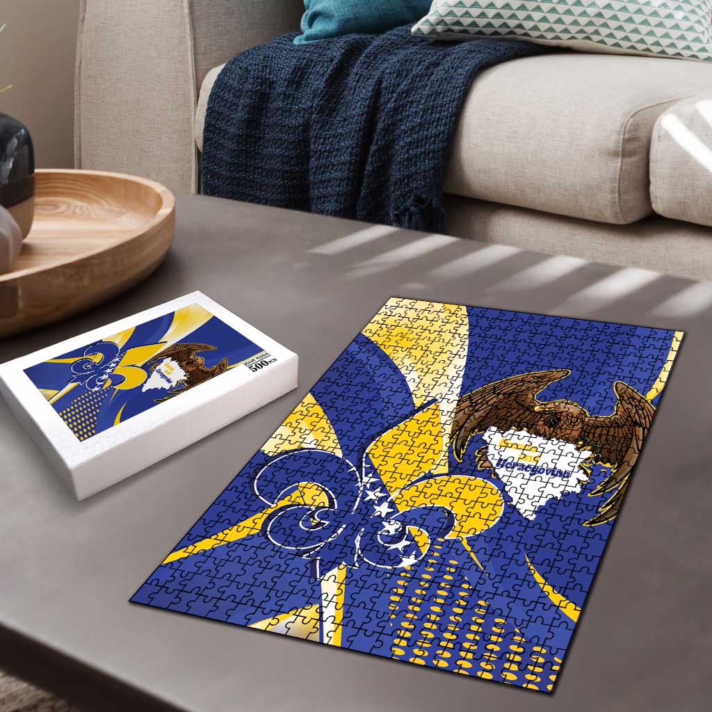 Bosnia and Herzegovina Independence Day Puzzle Zlatni Ljiljan Map With Eagle Proud