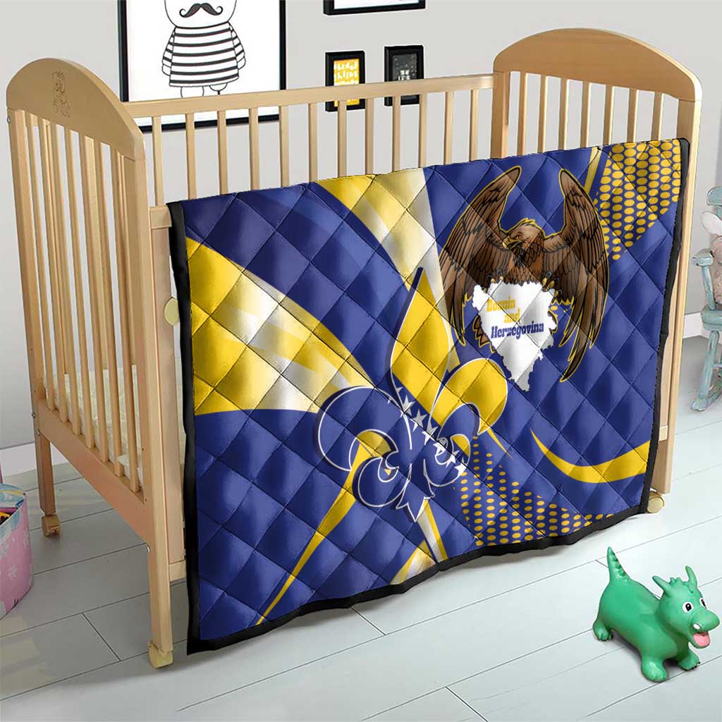 Bosnia and Herzegovina Independence Day Quilt Zlatni Ljiljan Map With Eagle Proud