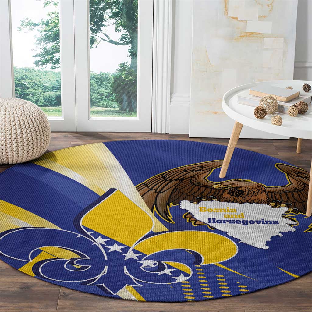 Bosnia and Herzegovina Independence Day Round Carpet Zlatni Ljiljan Map With Eagle Proud