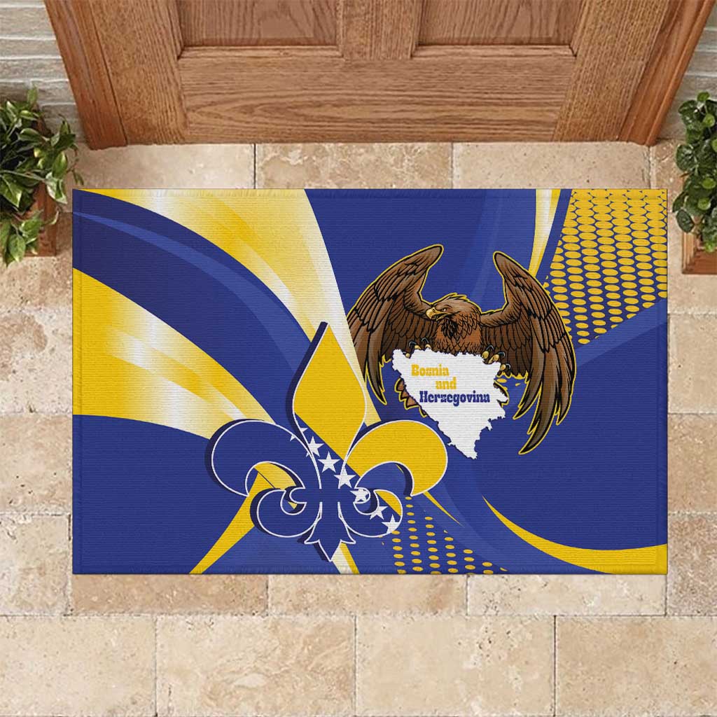 Bosnia and Herzegovina Independence Day Rubber Doormat Zlatni Ljiljan Map With Eagle Proud