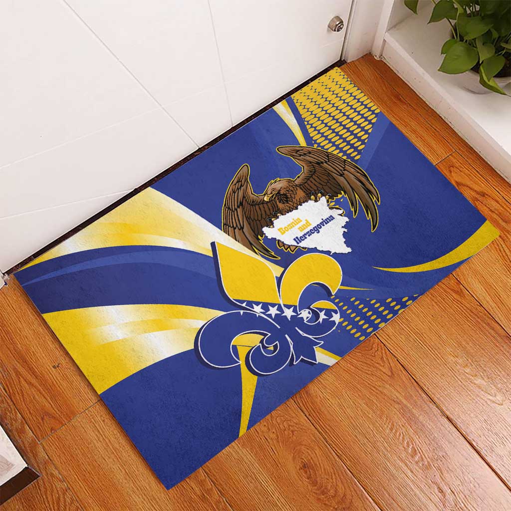 Bosnia and Herzegovina Independence Day Rubber Doormat Zlatni Ljiljan Map With Eagle Proud