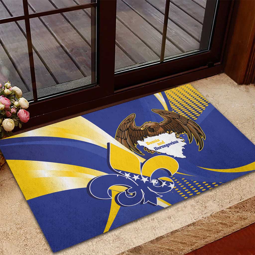 Bosnia and Herzegovina Independence Day Rubber Doormat Zlatni Ljiljan Map With Eagle Proud