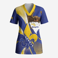 Bosnia and Herzegovina Independence Day Scrub Top Zlatni Ljiljan Map With Eagle Proud