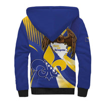 Bosnia and Herzegovina Independence Day Sherpa Hoodie Zlatni Ljiljan Map With Eagle Proud