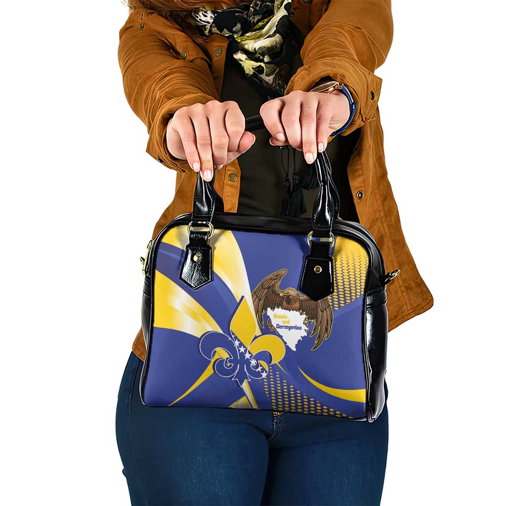 Bosnia and Herzegovina Independence Day Shoulder Handbag Zlatni Ljiljan Map With Eagle Proud