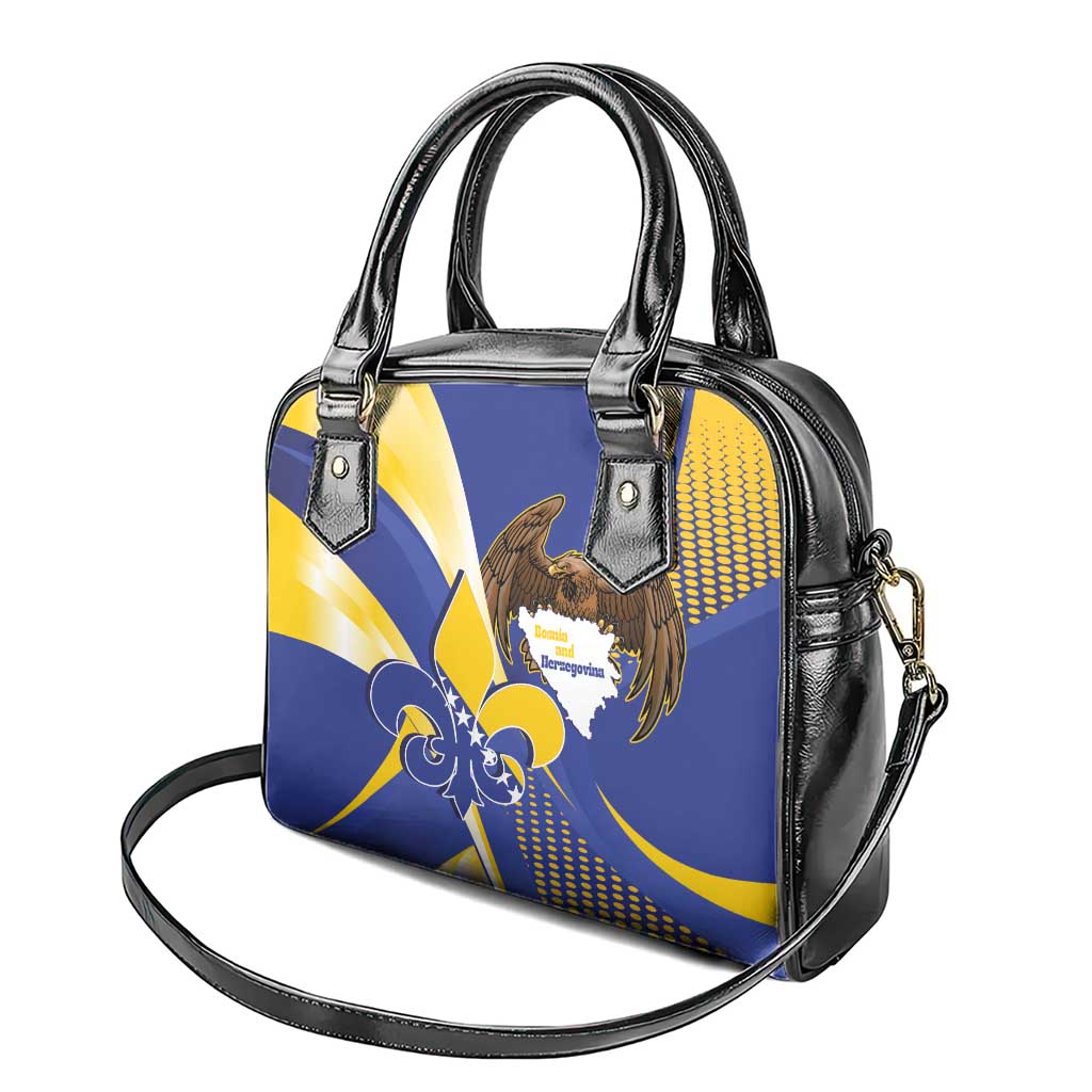Bosnia and Herzegovina Independence Day Shoulder Handbag Zlatni Ljiljan Map With Eagle Proud