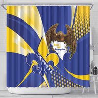 Bosnia and Herzegovina Independence Day Shower Curtain Zlatni Ljiljan Map With Eagle Proud