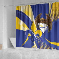 Bosnia and Herzegovina Independence Day Shower Curtain Zlatni Ljiljan Map With Eagle Proud