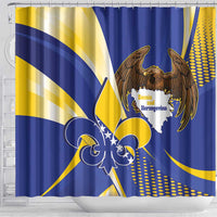 Bosnia and Herzegovina Independence Day Shower Curtain Zlatni Ljiljan Map With Eagle Proud