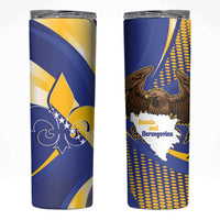 Bosnia and Herzegovina Independence Day Skinny Tumbler Zlatni Ljiljan Map With Eagle Proud