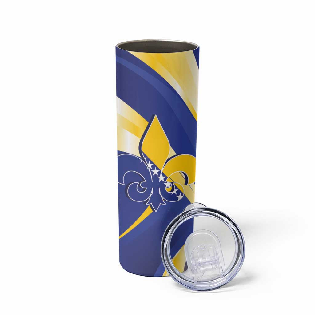 Bosnia and Herzegovina Independence Day Skinny Tumbler Zlatni Ljiljan Map With Eagle Proud
