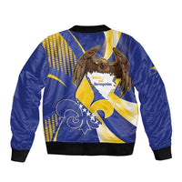 Bosnia and Herzegovina Independence Day Sleeve Zip Bomber Jacket Zlatni Ljiljan Map With Eagle Proud